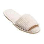 Open Toe Waffle Weave Slippers Natural