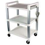 Poly Three Shelf Cart With Power Strip