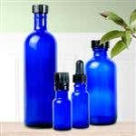 Glass Bottle With Cap Cobalt Blue 1/2 Oz
