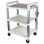 Poly Three Shelf Cart With Power Strip