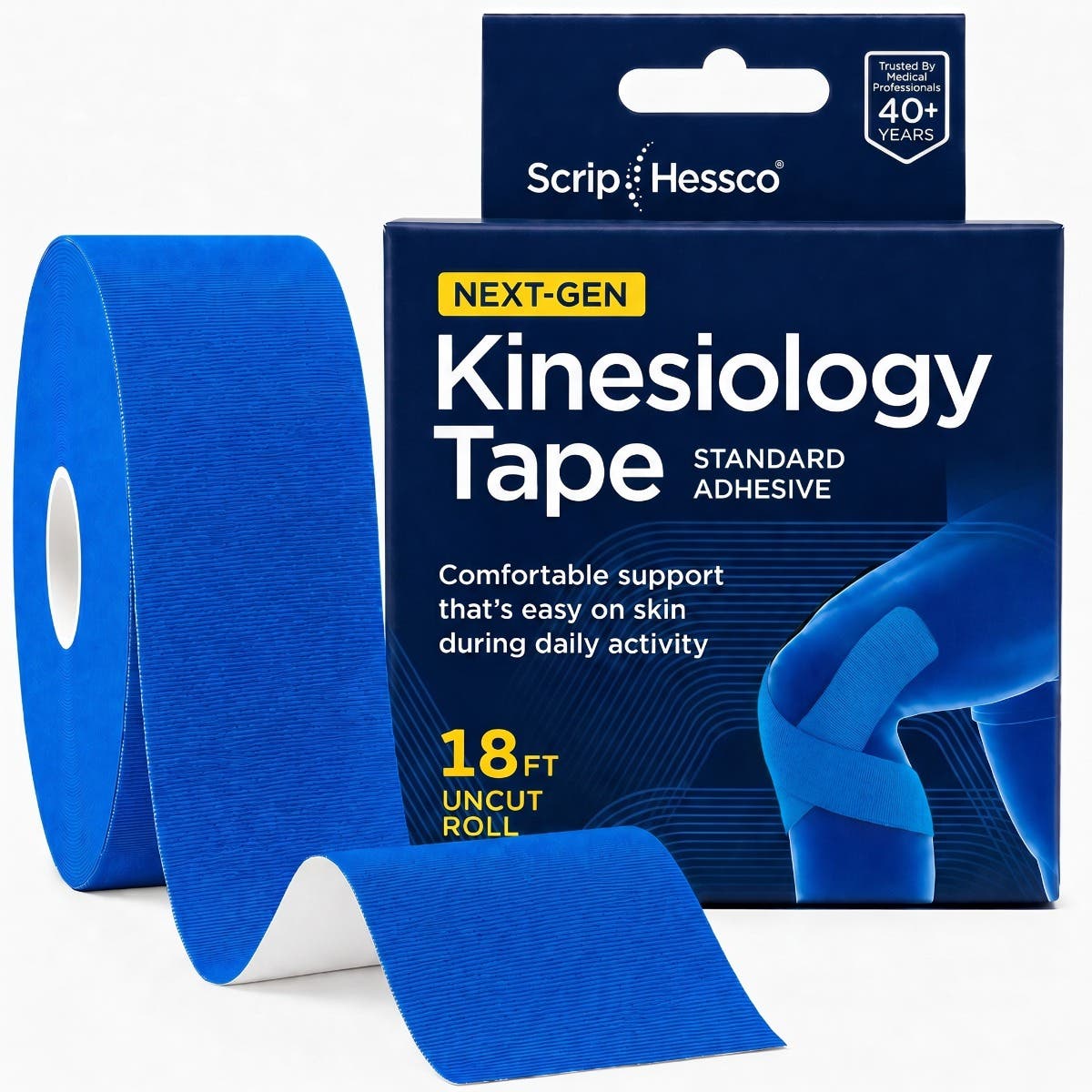 ScripHessco® NEXT-GEN Standard Adhesive Kinesiology Tape Blue 2 x 18ft Continuous Roll