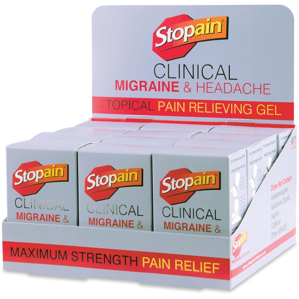 Stopain®ClinicalMigraine&HeadacheTopicalGel-12BoxDisplay