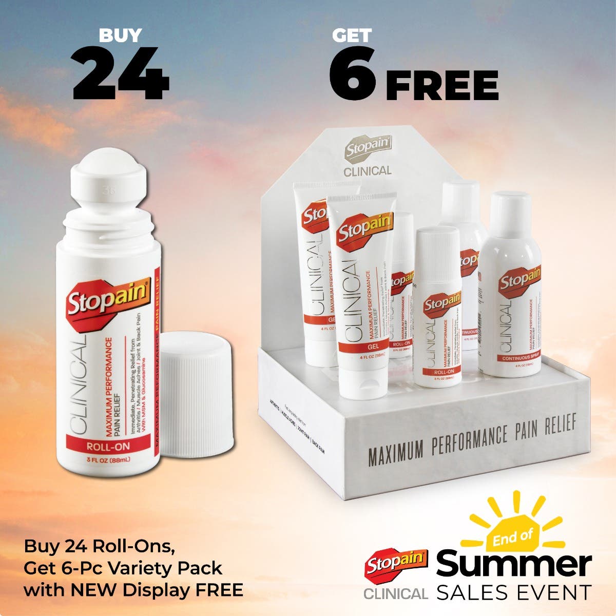 Stopain® Clinical Buy 24 Roll-Ons Get 6-Piece Variety Pack (Plus Display!) Free
