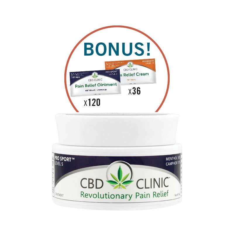Buy 15 Level 5 CBD CLINIC™ 44g Jars Get (36) Level 3 & (120) Level 5 (1gm) Sample Packets