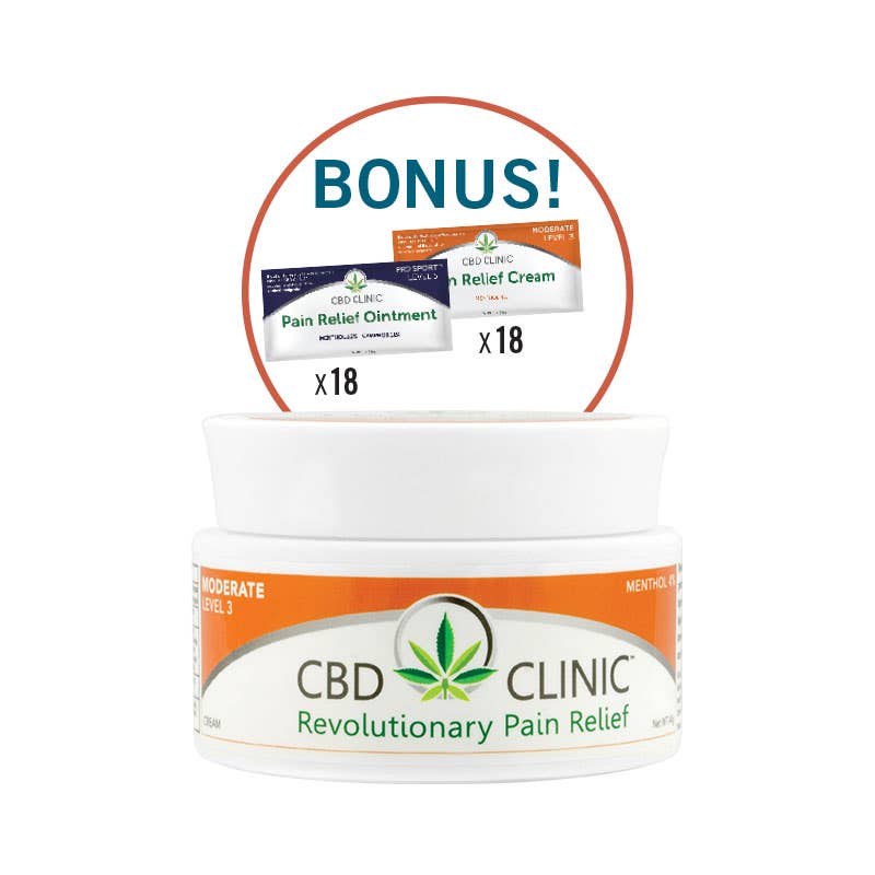 Buy 15 Level 3 CBD CLINIC™ 44g Jars Get (18) Level 3 & (18) Level 5 (1gm) Sample Packets