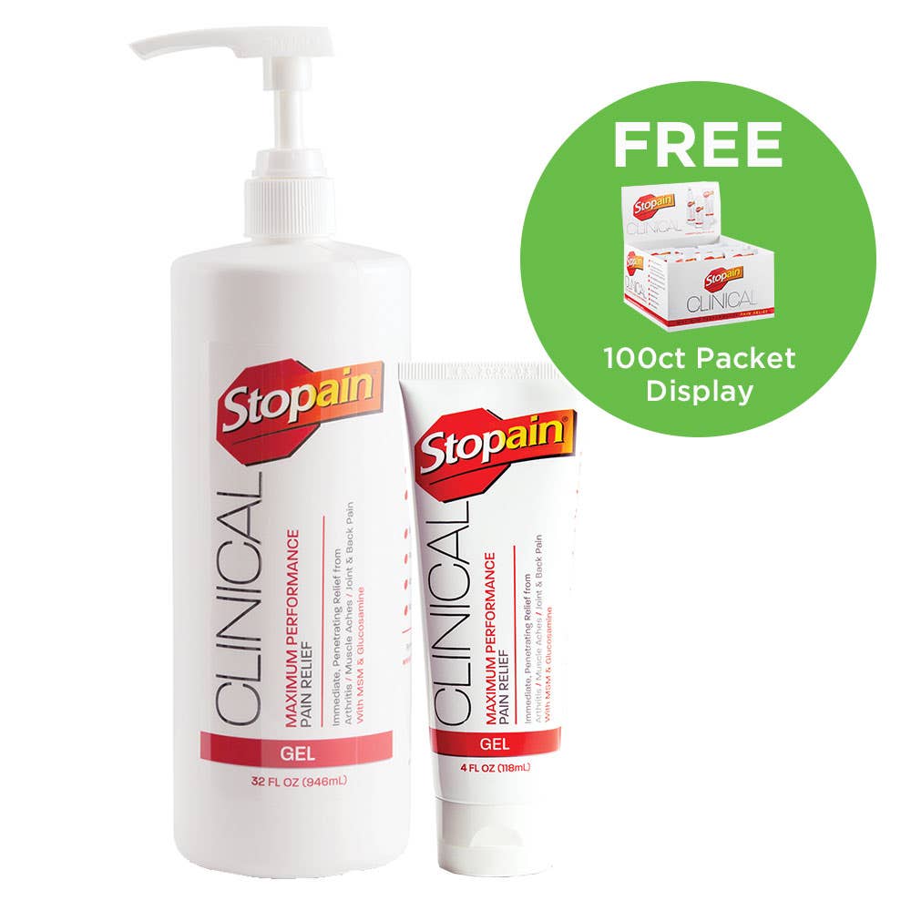 Buy 10 Stopain 4 oz Tubes 32 oz Pump and Get a 100ct 5gm Packet Display Free 134$