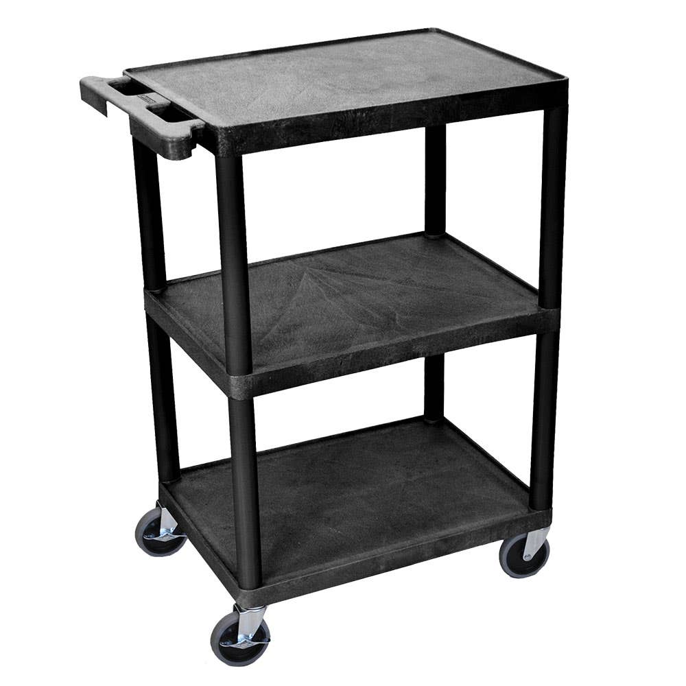 Luxor Three Shelf Utility Cart - BLACK
