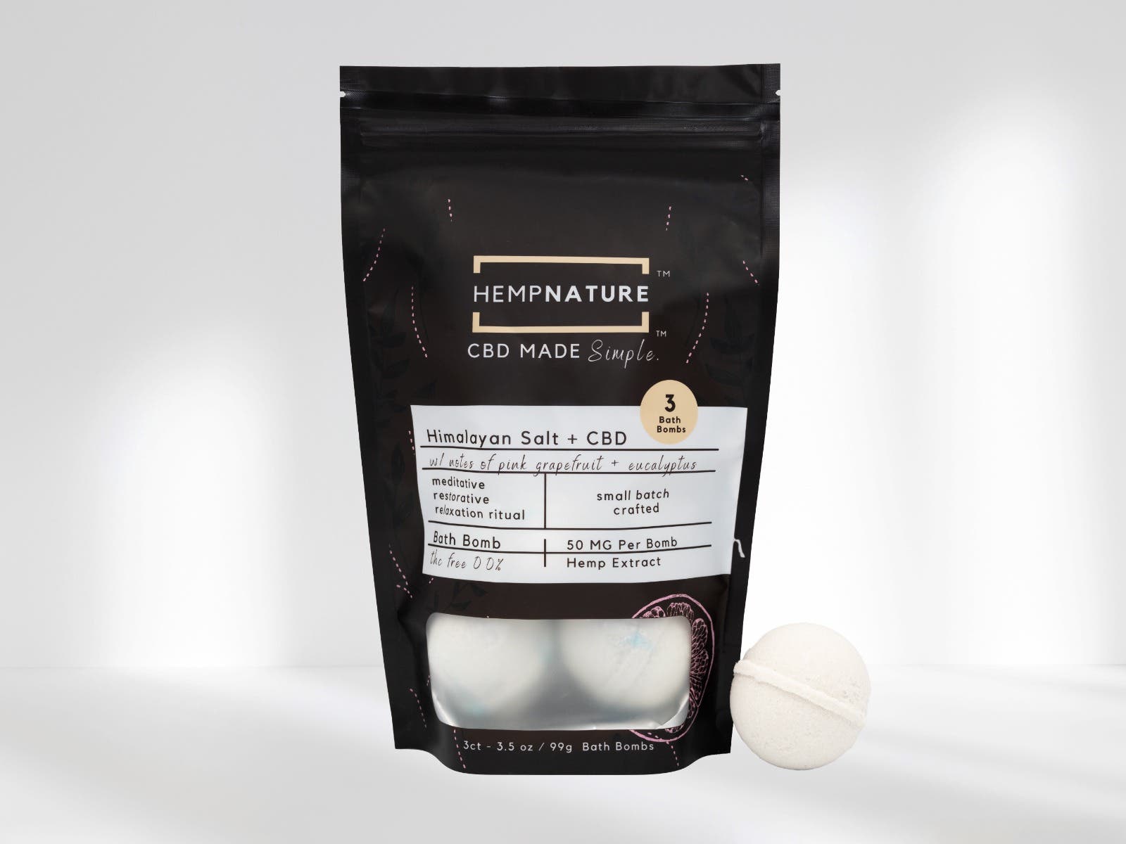 HempNature Himalayan Salt CBD Bath Bomb Mylar Bag 3ct $103
