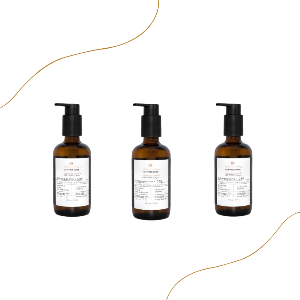 HempNature® Ashwagandha + CBD Massage Oil 6 oz. 3pk