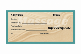  Massage Blank Gift Certificates – Sand Design 25 pack