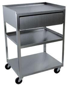 Stainless Steel Rolling Cart- 3 Shelf With Drawer