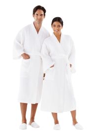 Lite Waffle Weave Kimono Robe in White - Unisex - One size fits most