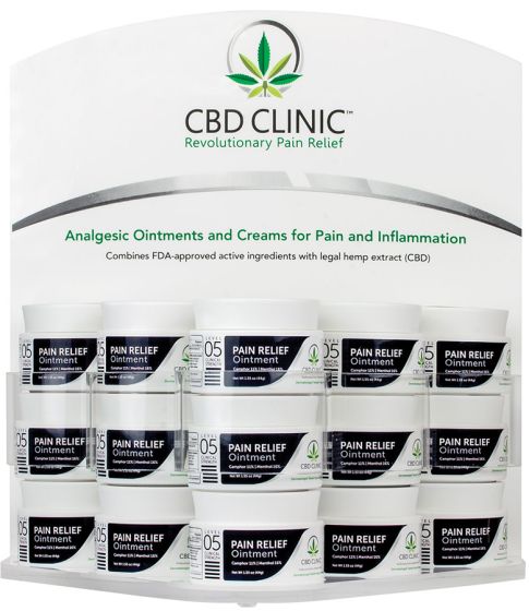 CBD CLINIC™ Level 5 Pain Relief Fully Loaded Display with 15 Jars of Ointment