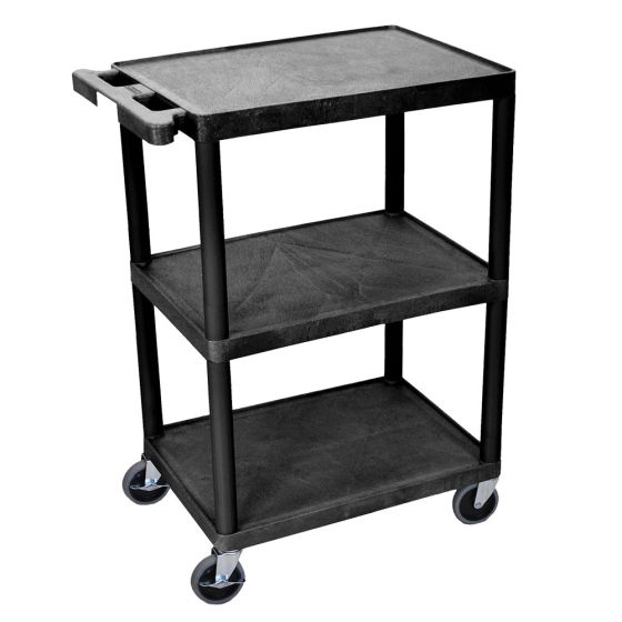 Luxor Three Shelf Utility Cart - BLACK