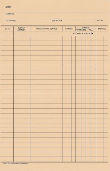 Stock Accu-Log Ledger Card Blank, 100/Pkg