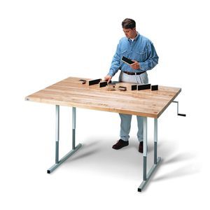 Hausmann Deluxe Crank Butcher Block Table 48 x 66