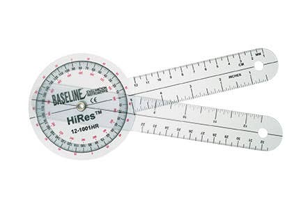 BaselineHiRes360degreeclearplasticgoniometer,8inches