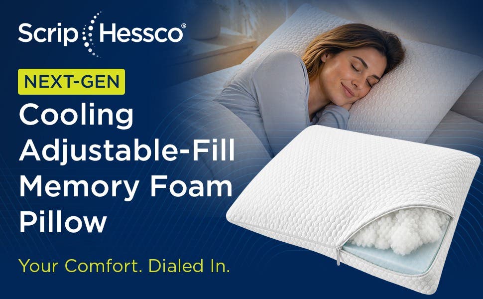 ScripHessco NEXT-GEN Cooling Adjustable-Fill Memory Foam Pillow