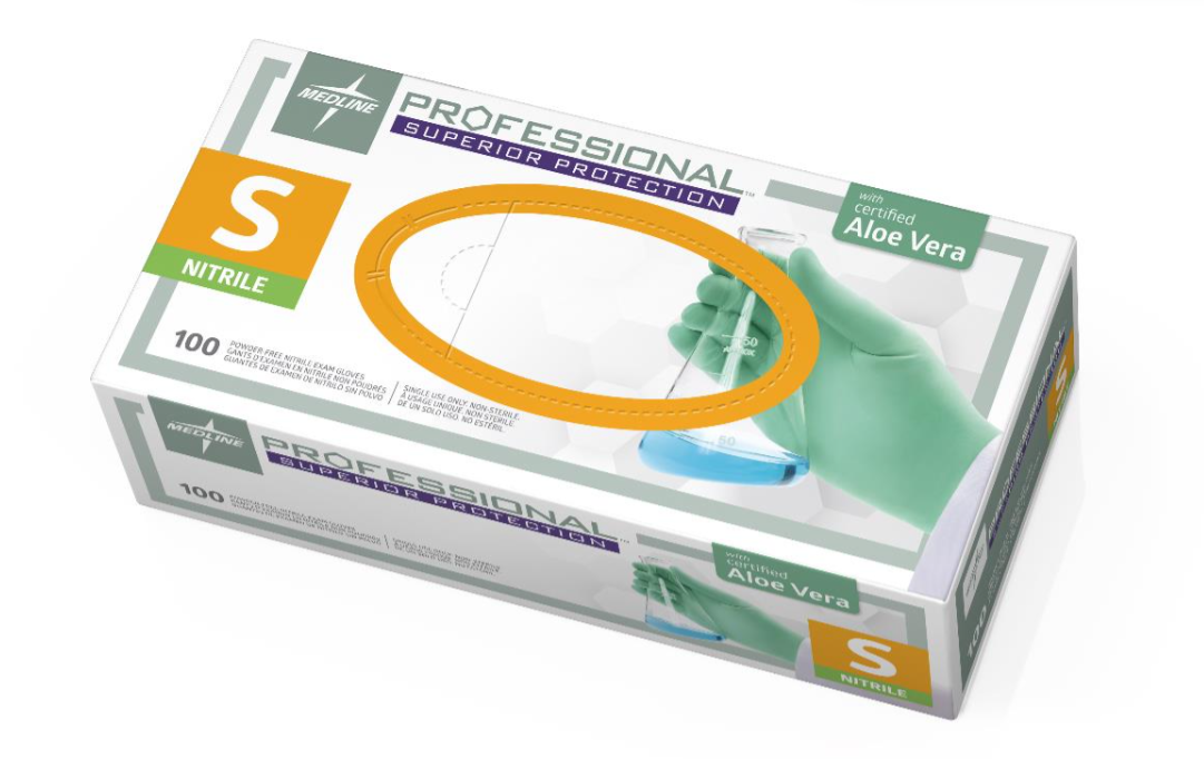 Medline Powderr-Free Nitrile Glove with Aloe Large - 10 boxes of 100 case of 1000 overall 275$