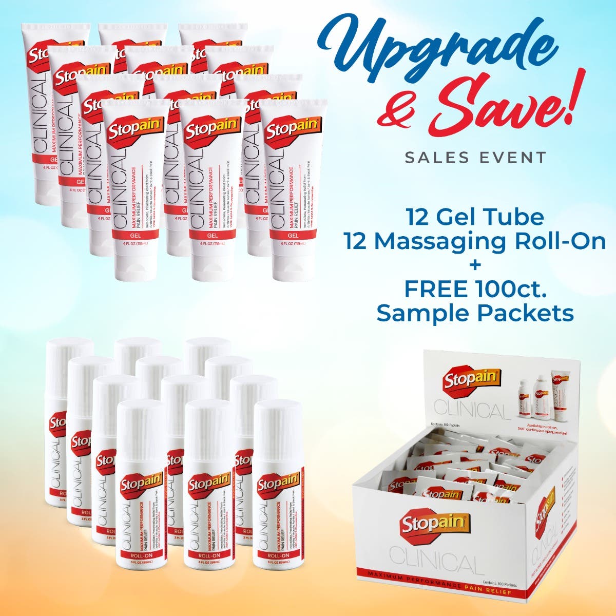 Stopain® Buy 12 Tubes & 12 Roll Ons Get Sample Box