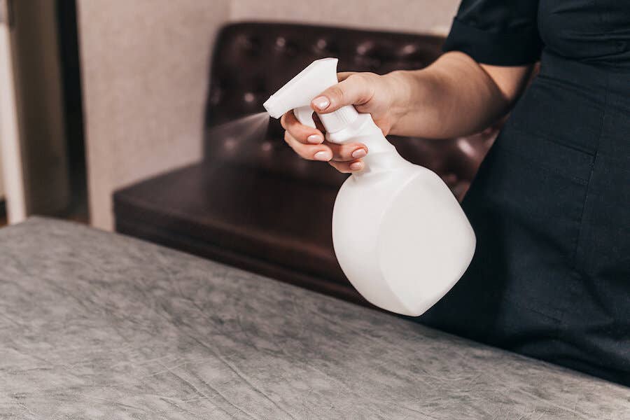 Cleaning Spa Equipment with Disinfectant Wipes & Sprays